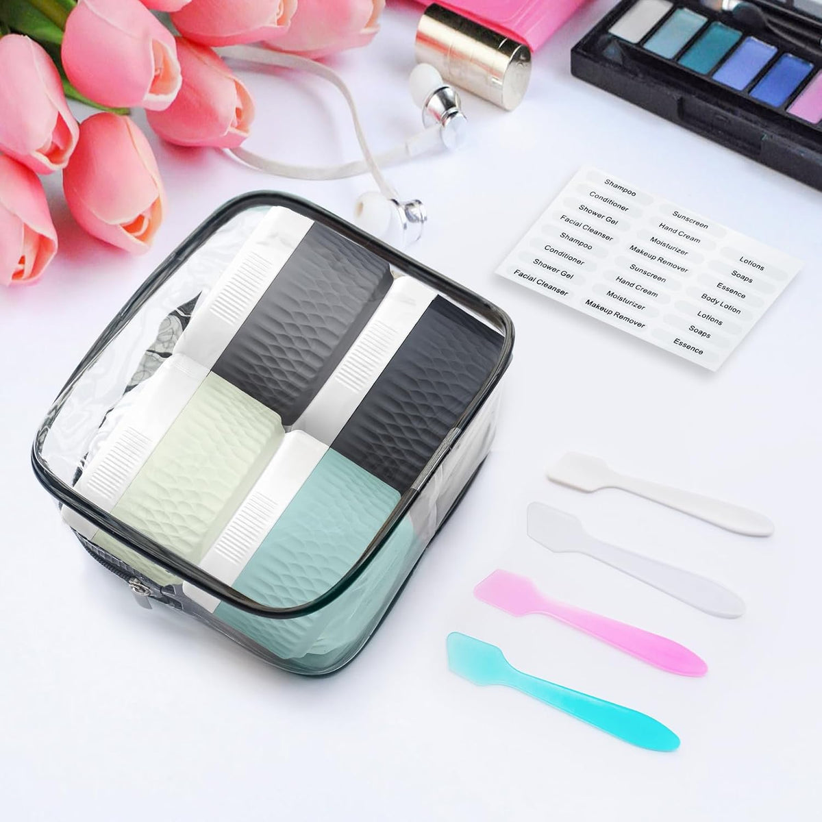 Travel Containers for Toiletries, 2oz Silicone Cream Jars BPA Free