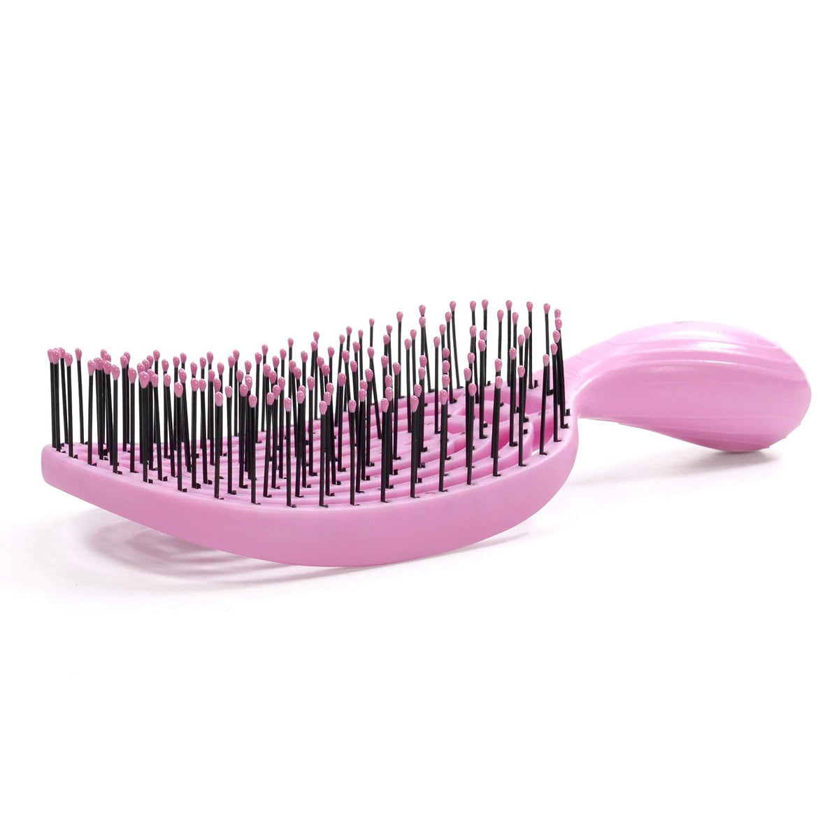 NuWay 4Hair® Junior C® Compact Scalp Care Hair Brush – Curved Vented Brush for Gentle Scalp Massage, Quick Drying, Wet & Dry Hair (Candy Pink)