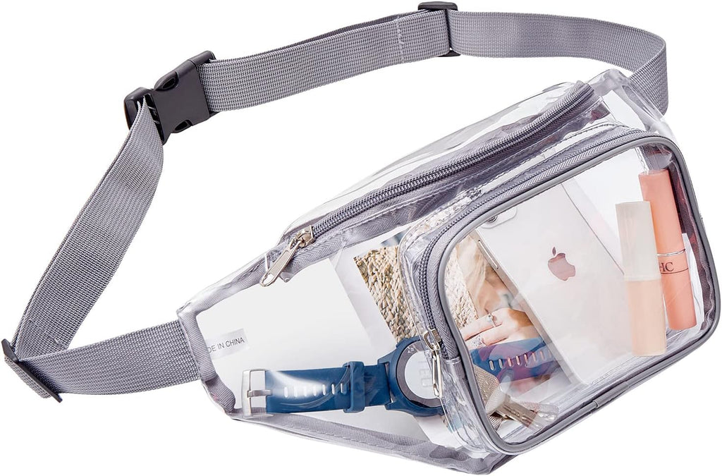 Clear Fanny Pack,Stadium Approved Waist Pack for Festival, Games,Travel and Concerts(Grey)