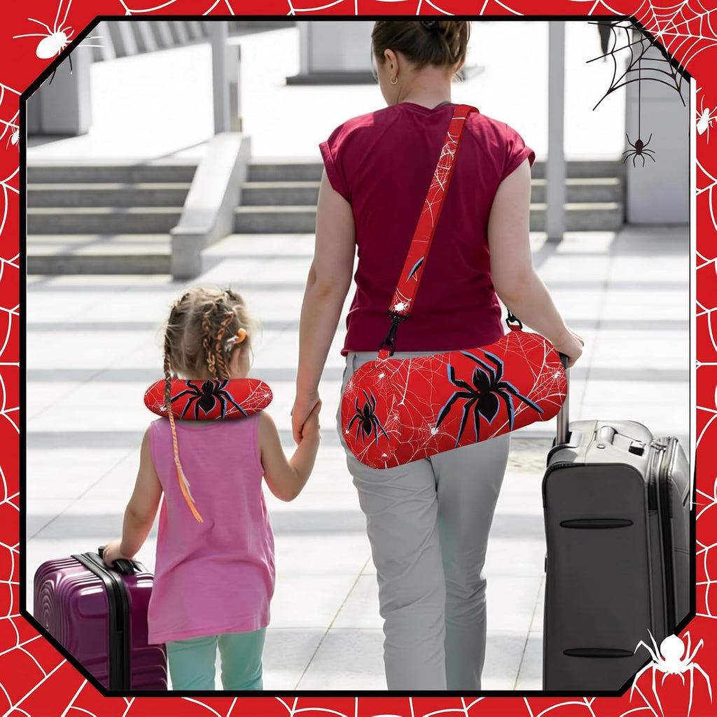 Moukeren 4 Pcs Spider Travel Pillow and Blanket Set