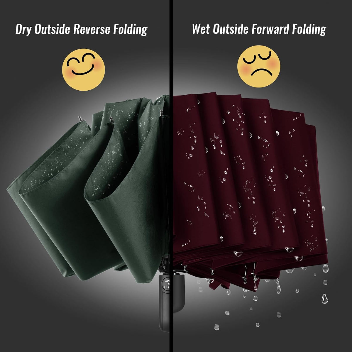 Conlun Travel Inverted Umbrella Compact Windproof- Automatic reverse Umbrellas for Rain - Folding Portable 10 Ribs Large Umbrella