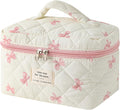 uekeboag Large Travel Quilted Makeup Bag for Women (Little Pink Bow