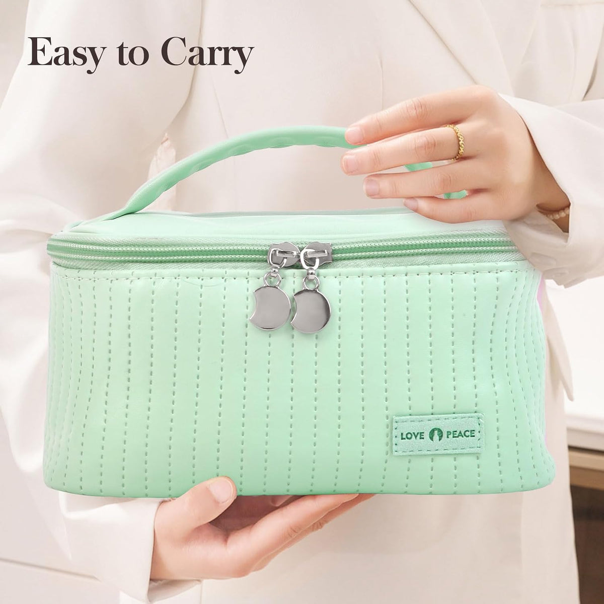 Makeup Bag Travel Cosmetic Bag, Large Capacity Makeup Organizer Bag and Storage, Portable PU Leather Pouch Toiletry Bag Make up Organizer, Cosmetic Bags for Women