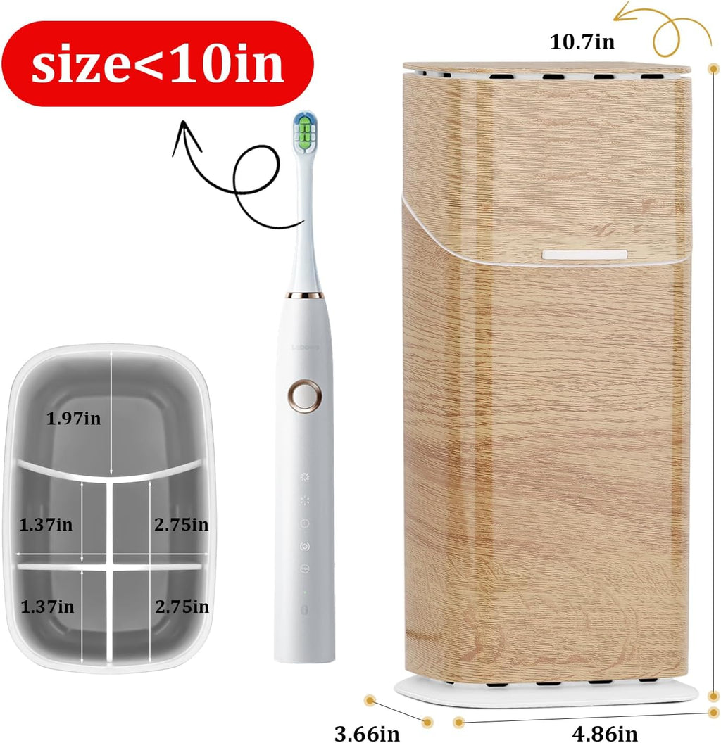 GFWARE Wood Electric Toothbrush Holder with Cover, Ventilated & Drainage