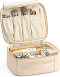 VLANDO Travel Makeup Bag, Makeup Bag Organizer,Gift Ideas for Women Girls,Makeup Storgae Bag with Dividers and Handle,Gifts for Christmas,Birthday,Wedding Beige