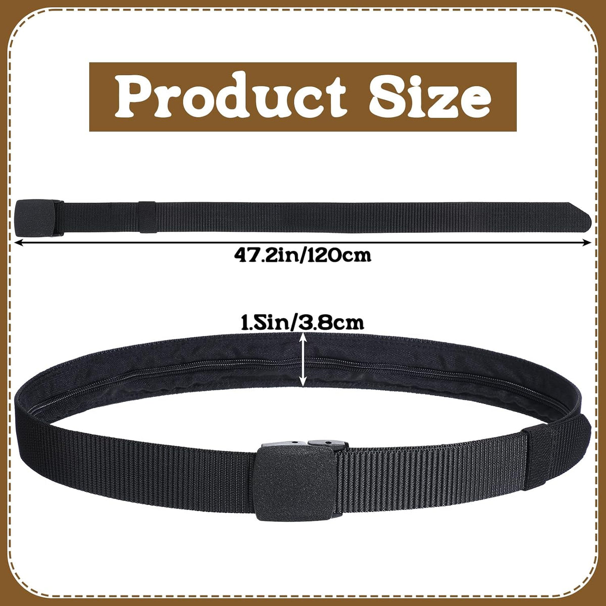 ElevateTech Travel Money Belt, Hidden Money Pouch Security Waist Wallet