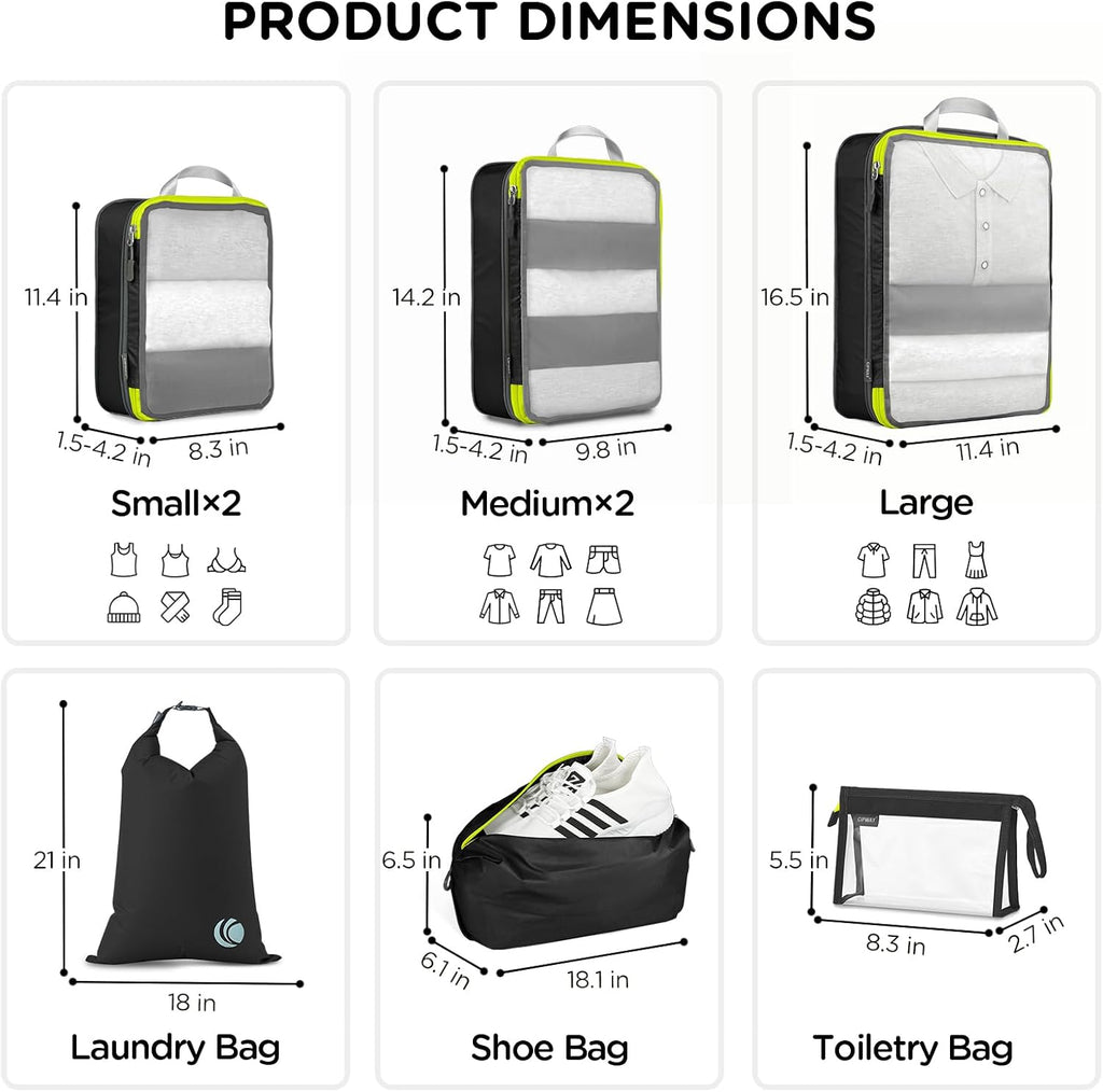 Cipway Compression Packing Cubes Mesh (8 Pcs, Black)