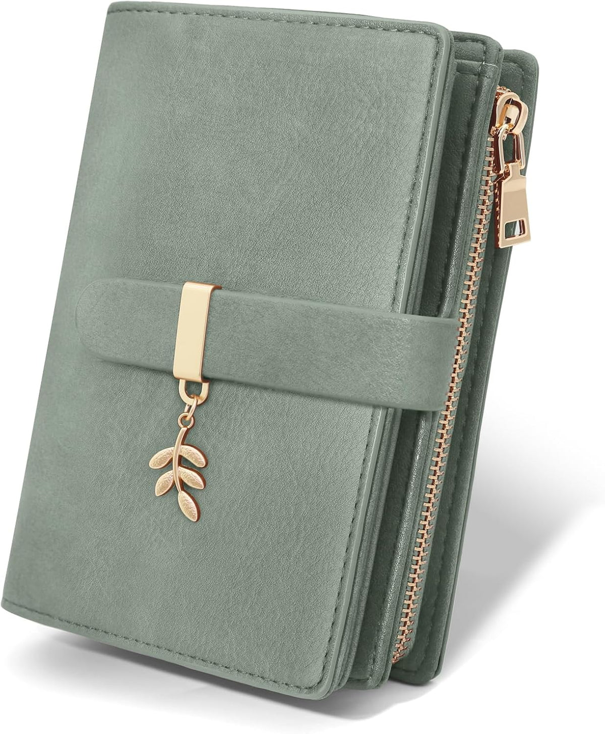 RFID Blocking Trifold Wallet for Women PU Leather Credit Card Holder Green