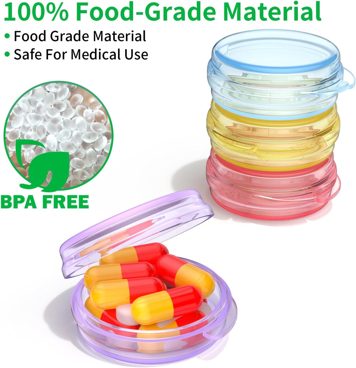 Small Pill Box, (4 Pack) Travel Pill Case Portable Daily Pill Organizer Mini Medicine Storage Container for Pocket Purse Cod Liver Oil Storage Box Earplug Case