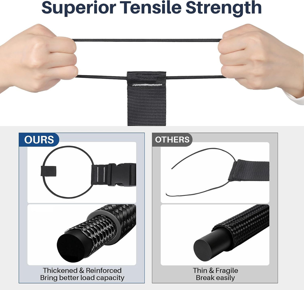 Adjustable Elastic Luggage Bungee Connector Straps, Carry-On Suitcase Add Bag Travel Strap Black 2pcs