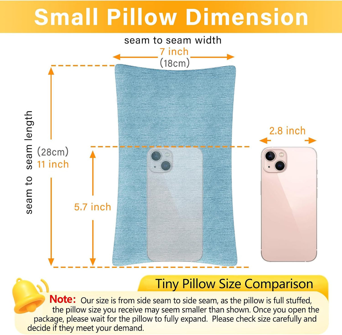 1 MIDDLE ONE 2 Pack Small Pillow, Cooling Memory Foam Mini Pillow 11 X 7 Inches for Sleeping, Travel, Nap and Neck, Knee, Lumbar Support, Tiny Cushion for Pet, Dogs (Blue)