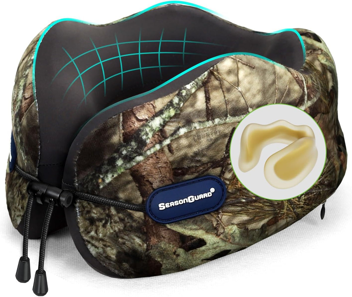 Travel Car Airplane Neck Pillow - Memory Foam Head Rest Support Traveling Essentials - Sleeping Neck Cushion Pillows for Adult Kids - Long Flight Air Accessories Gift for Women - A02 Mossy Oak