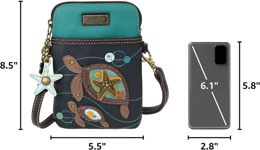 CHALA Ocean Collection Cell Phone Crossbody Purse-Women PU Leather/Canvas Multicolor Handbag with Adjustable Strap