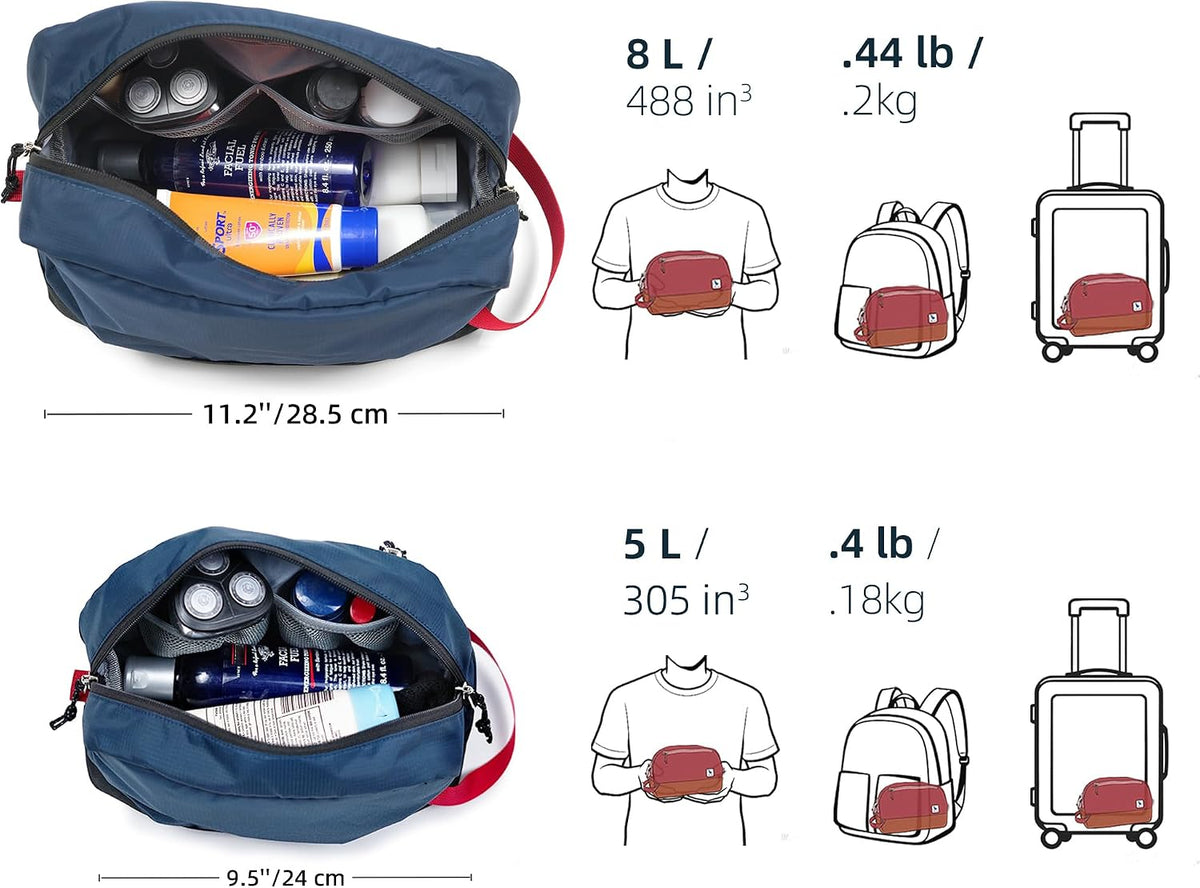 Travel Toiletry Bag 5L, Compact Travel Organizer with Waterproof TPU Wet/Dry Compartment