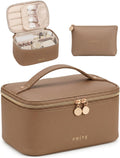 Prite Makeup Bag Travel Cosmetic Case, Toiletry Bag Organizer, Brown Set