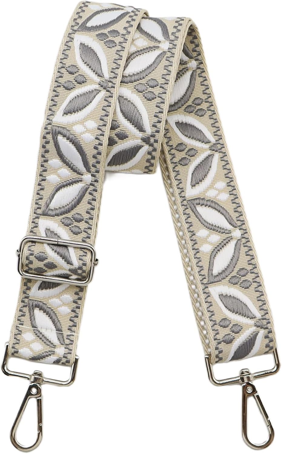1.5" Wide Purse Strap Silver Hardware Adjustable Replacement Long Crossbody Bag Strap for Thick Shoulder Bags Canvas Handbags Straps