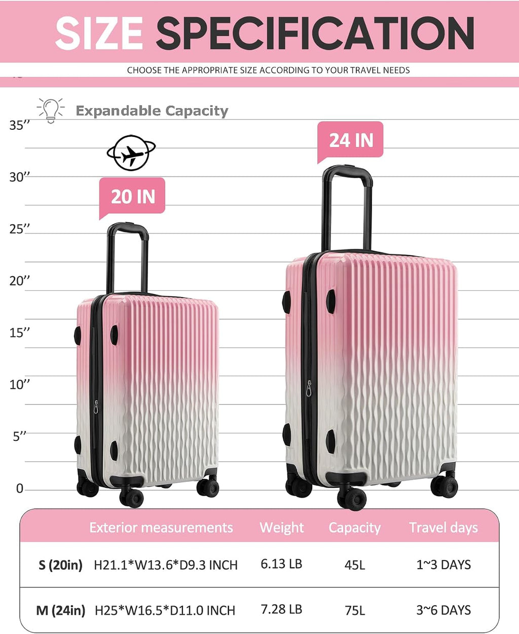 Tolino Carry on Luggage 20 Inch Expandable Suitcases with Wheels