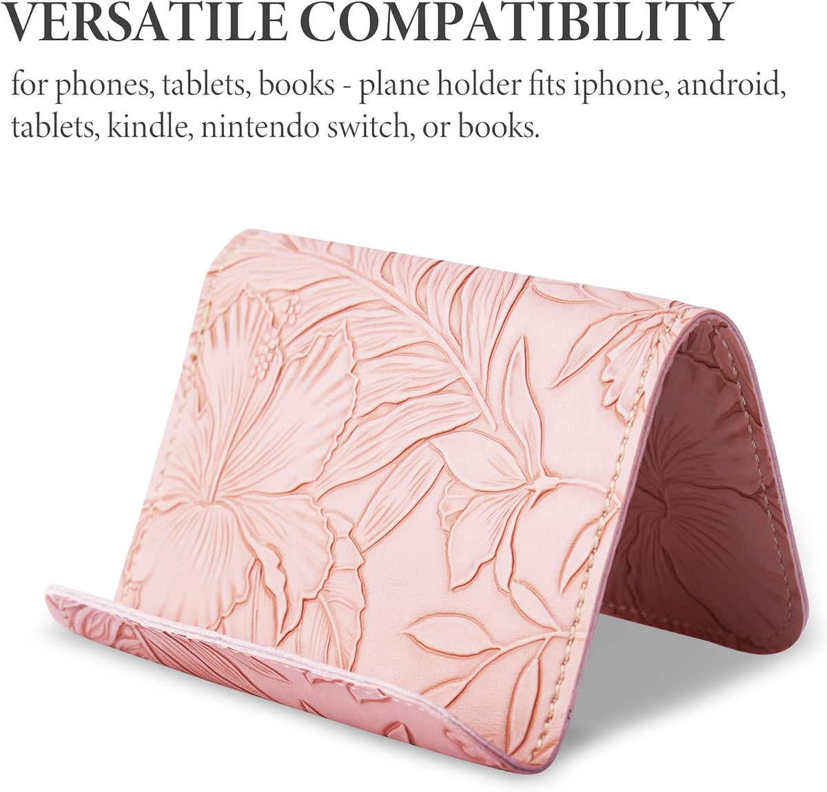 Airplane Travel Essentials for Flying Flex Flap Cell Phone Holder & Flexible Tablet Stand for Desk, Bed, Treadmill, Home & in-Flight Airplane Travel Accessories(1-Carved Pink)