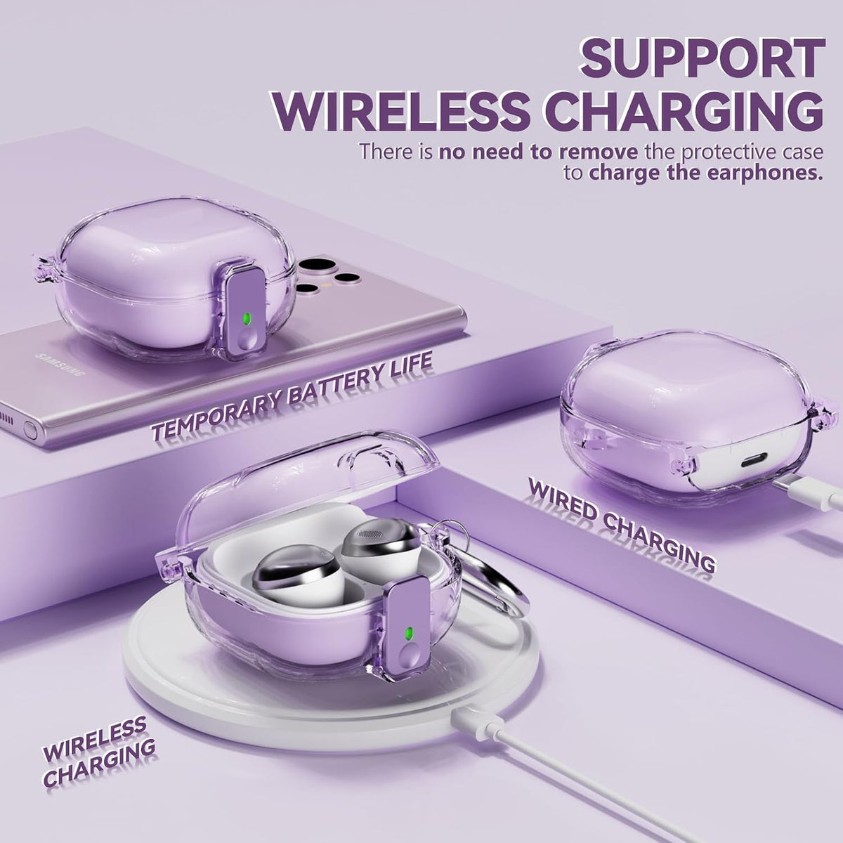 Inesore Case for Samsung Galaxy Buds FE/Buds 2/Pro/Live (Purple)