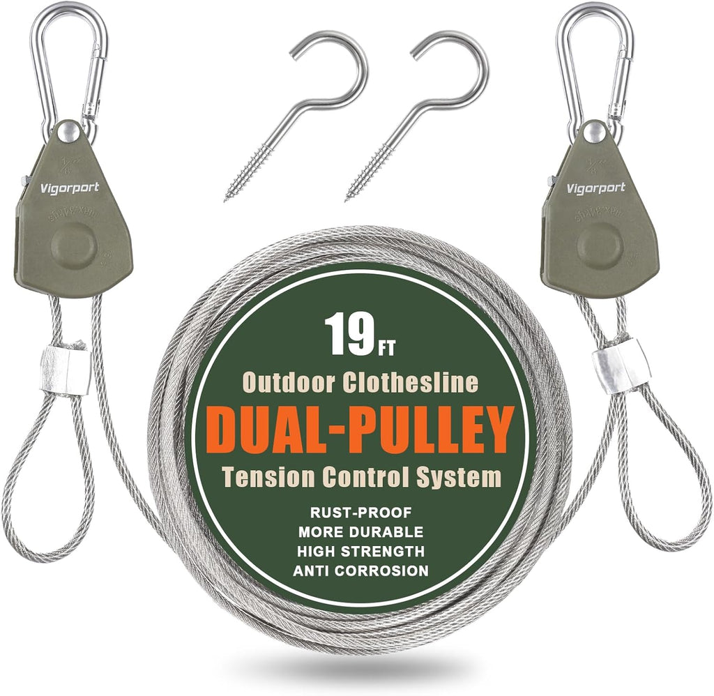 Vigorport Outdoor Retractable Clothesline, Portable Travel Clothes Line