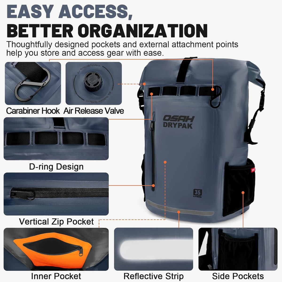 Waterproof Dry Bag Backpack 25L/35L/55L/85L, Roll-Top Heavy Duty Rucksack