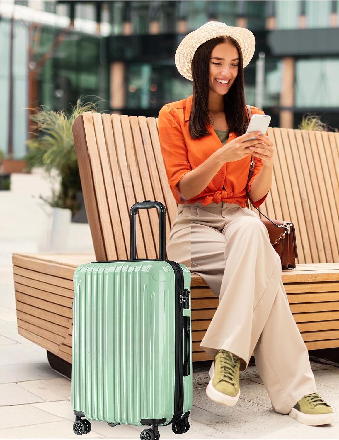 Expandable Checked Luggage Suitcase with Wheels