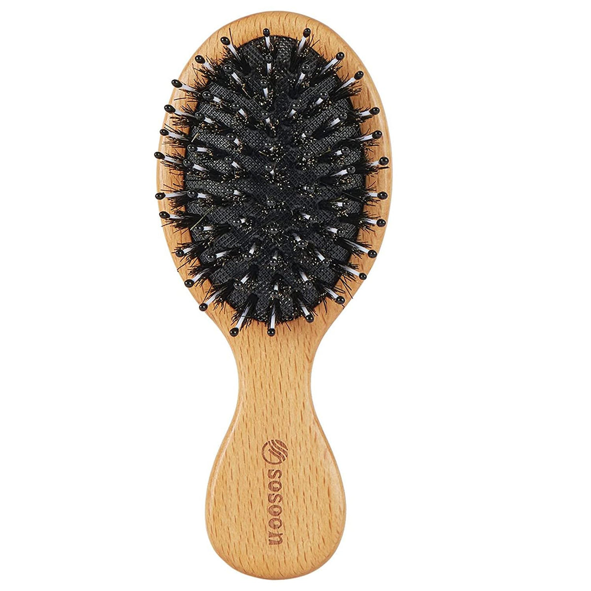 Hair Brush, Pocket Mini Travel Boar Bristle Hairbrush for Thick Thin Curly Straight Long Short Wet Dry Hair for Men Women Kids for Smoothing Detangling Massaging Adding Shine