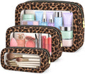 3 Piece Travel Clear Makeup Bag Set, Waterproof Cosemetic Bag with Makeup Brush Bag Make up Pouch Zipper TSA Approved Toiletry Bags for Traveling Car Accessory Bag