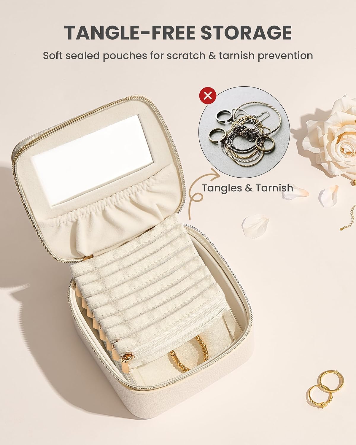 Lolalet 8 Pcs Jewelry Storage Bags for Traveling, Clear Zippered Jewelry Pouch for Women, Portable Velvet Pouches for Earrings, Rings, Necklaces & Bracelets, Individual Organizer Bags for Girls Women