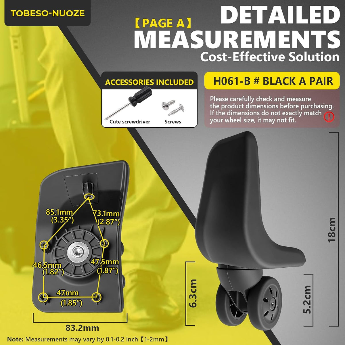 Luggage Rear Wheels Replacement Wheel for Luggage Suitcase Repair