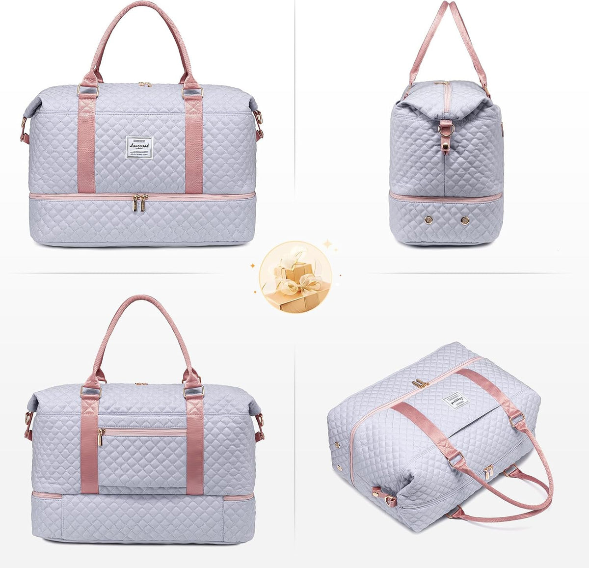 LOVEVOOK Travel Duffle Bag,Weekender Bags for Women with Shoe Compartment