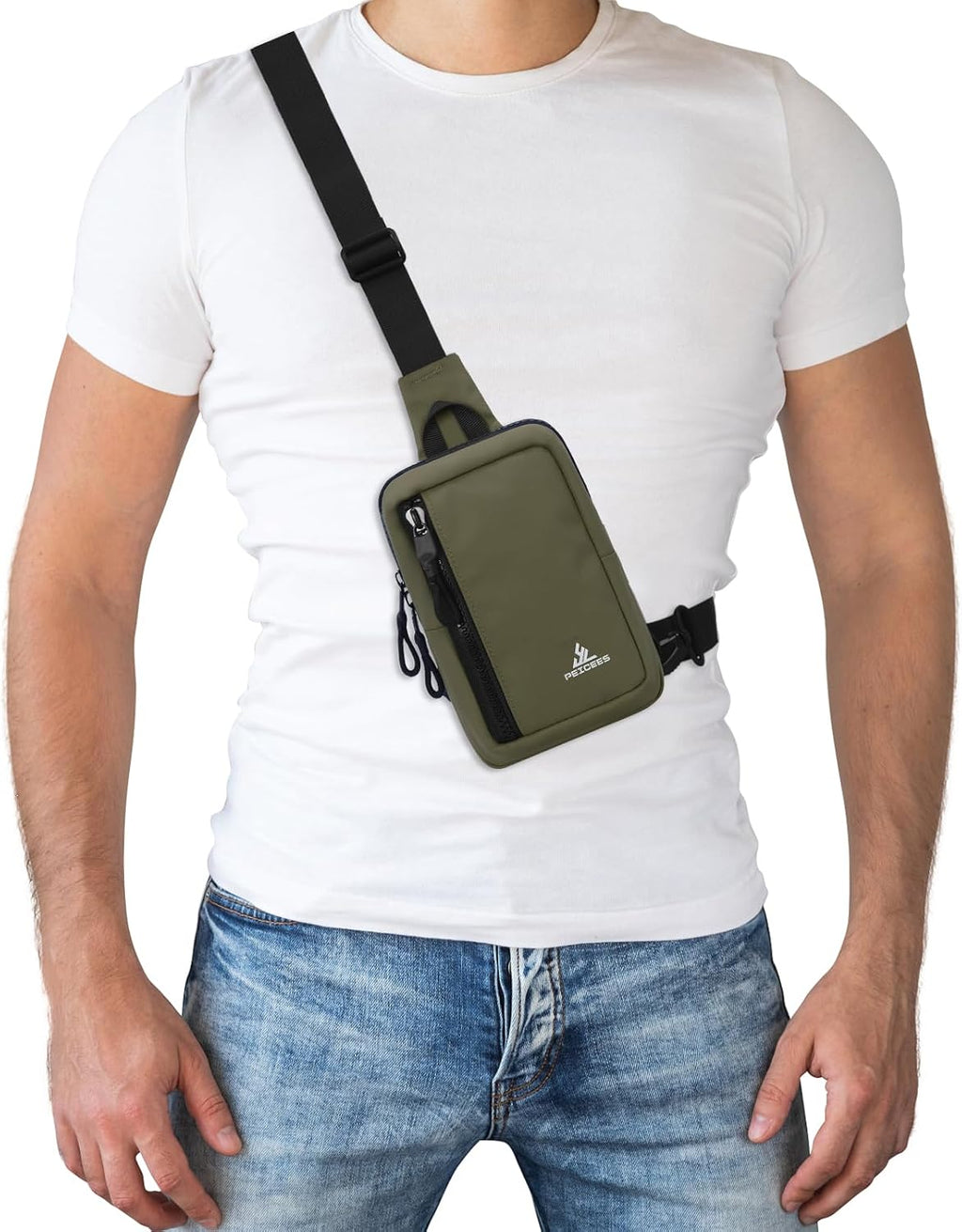 Peicees Mini Sling Bag for Men Small Crossbody Travel Bag, Small Army Green
