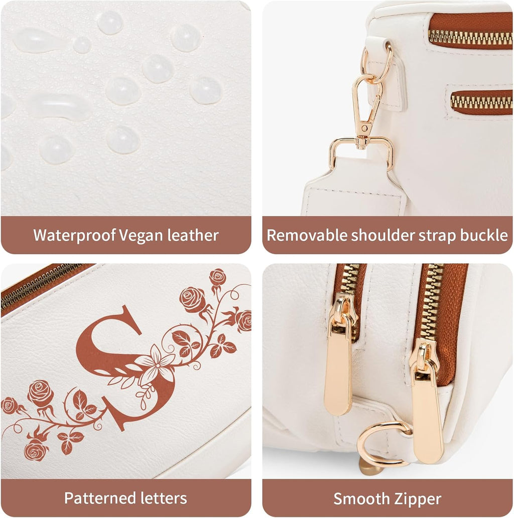 Viverte Personalized Gifts for Women Initial Bum Bags Pu Leather Crossbody Bags Letters Purses for Mom