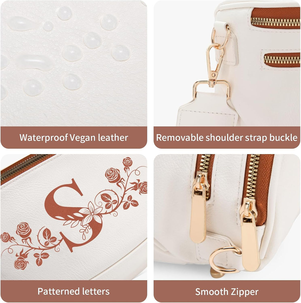 Viverte Personalized Gifts for Women Initial Bum Bags Pu Leather Crossbody Bags Letters Purses for Mom