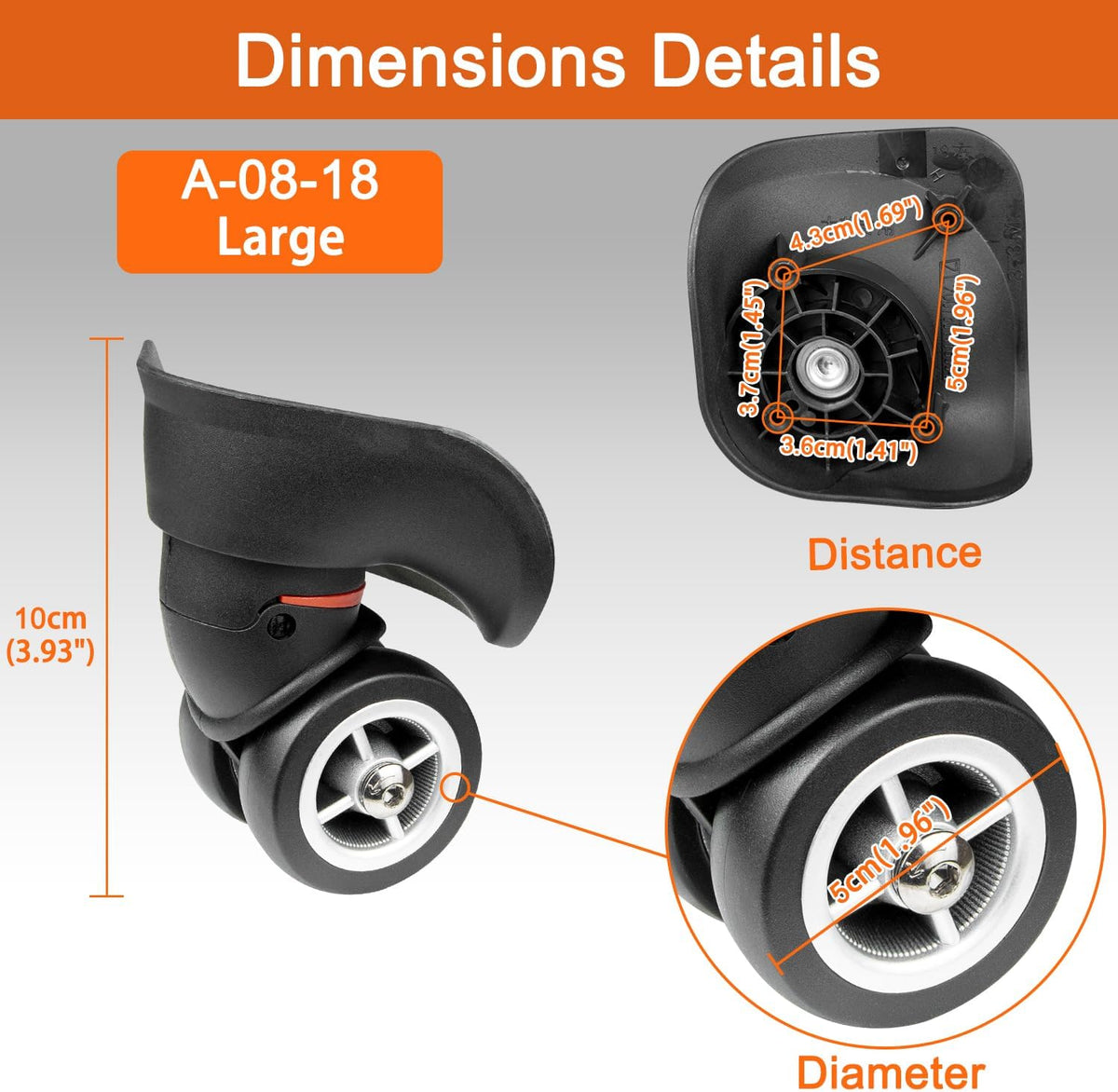 Wheels for Skyway Luggage, Replacement Kit for Suitcase(A08-18-Large)