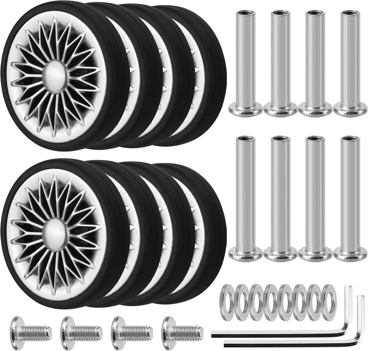 8 Pcs Double Row Suitcase Replacement Swivel Wheels OD55mm Grey A28