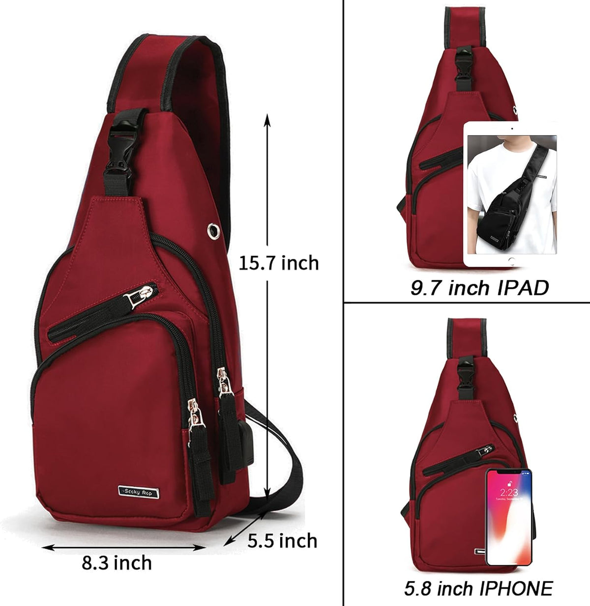 Seoky Rop Men Women Sling Backpack Shoulder Chest Crossbody Bag
