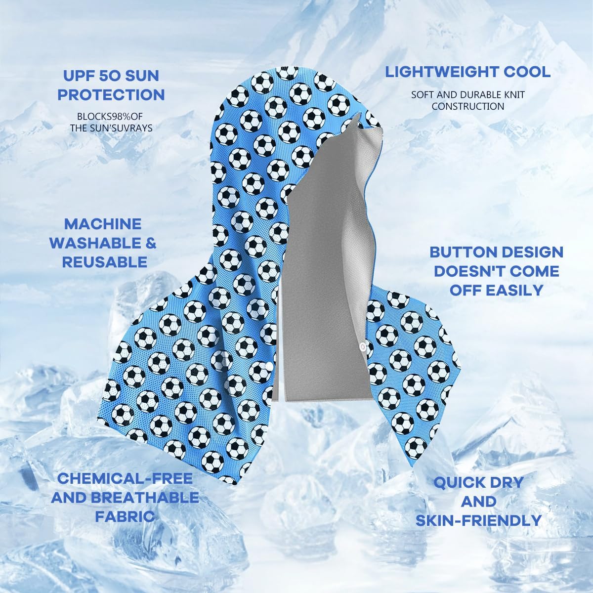 (2PCS) Sport Towel, Cooling Hoodie Towel,Head Ice Pack, Beach Towel, Cooling Cap Towel, Quick Dry Travel Towel, Quick Dry Towel for Travel，Hiking, Beach, Gym & Yoga