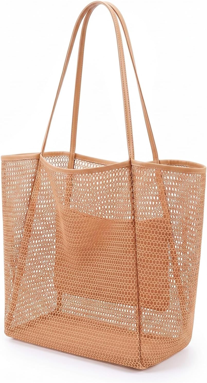 1 Pack Hollow Mesh Beach Tote Bag,Mesh Bag,Beach Bags For Women, Tote Bag For Women,Vacation Essentials