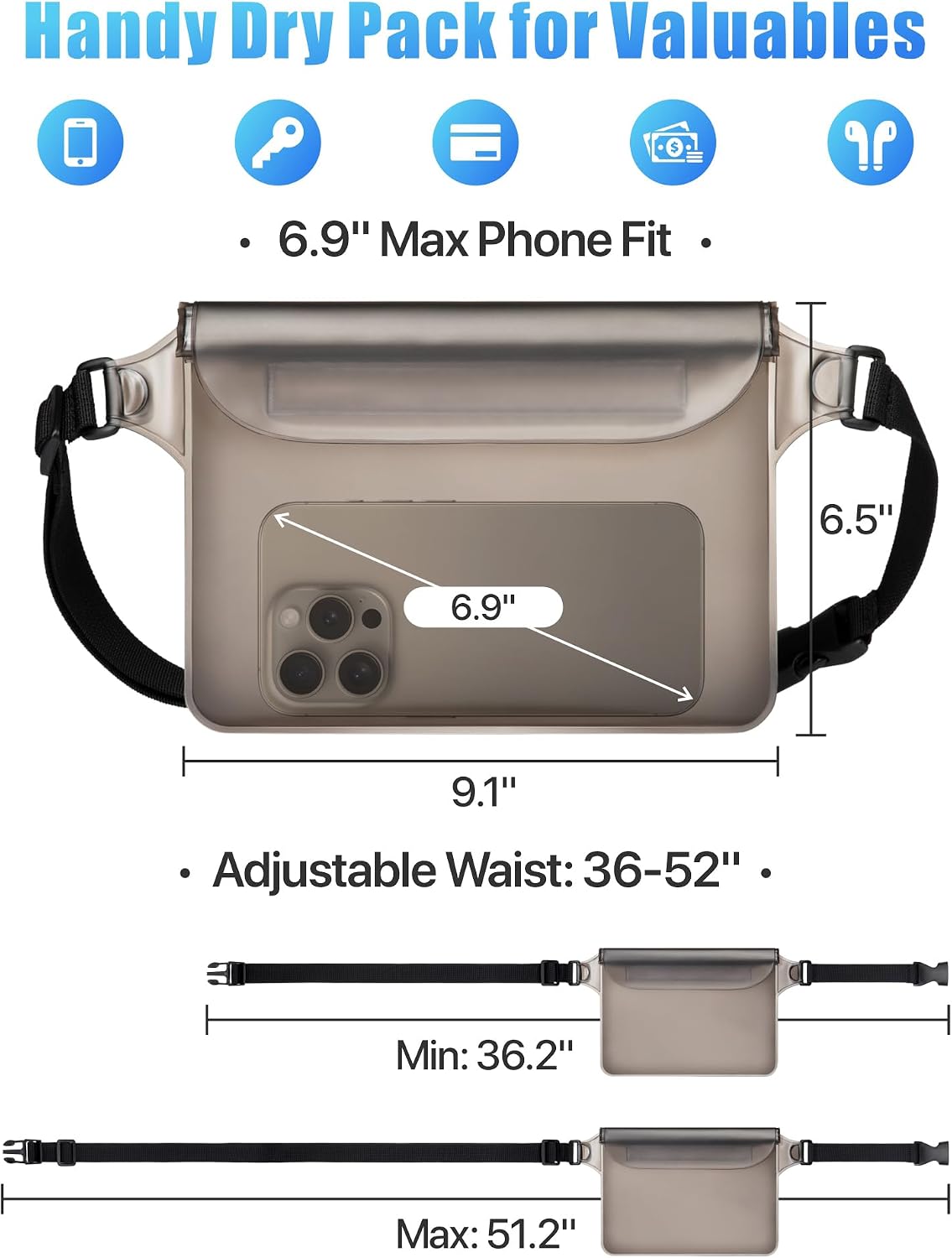 F-color Waterproof Fanny Pack - Waterproof Pouch, Beach Cruise Essentials