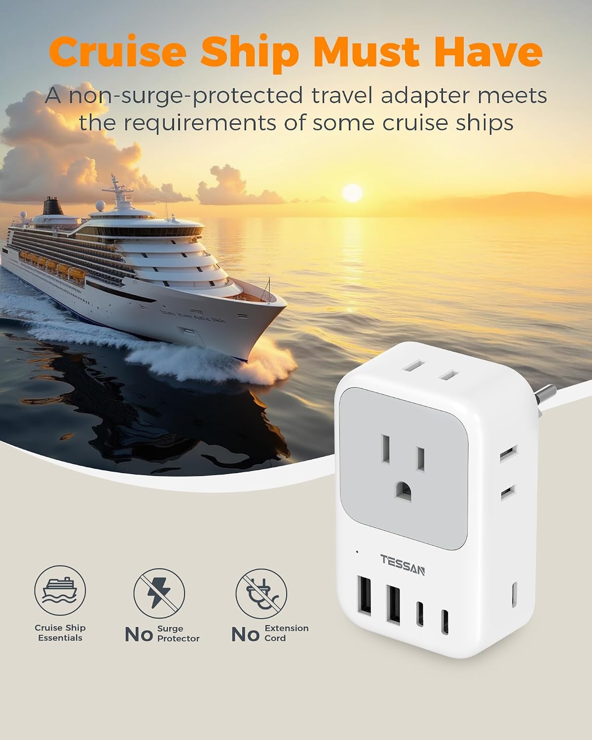TESSAN Switzerland Travel Plug Adapter, PD 28W, 2 Packs