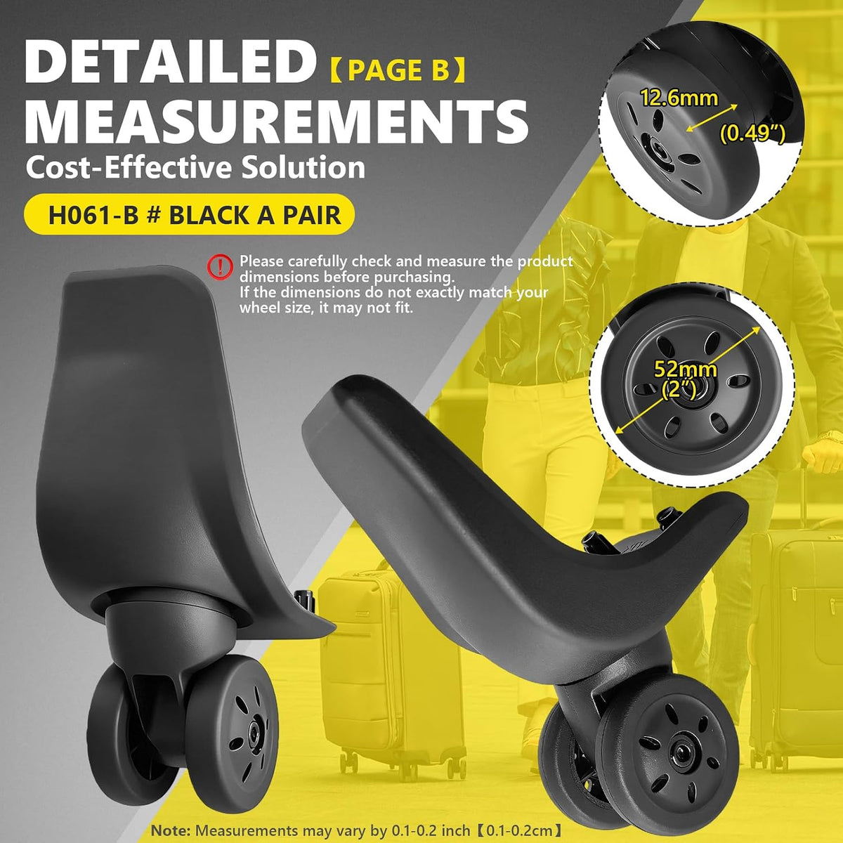 Luggage Rear Wheels Replacement Wheel for Luggage Suitcase Repair