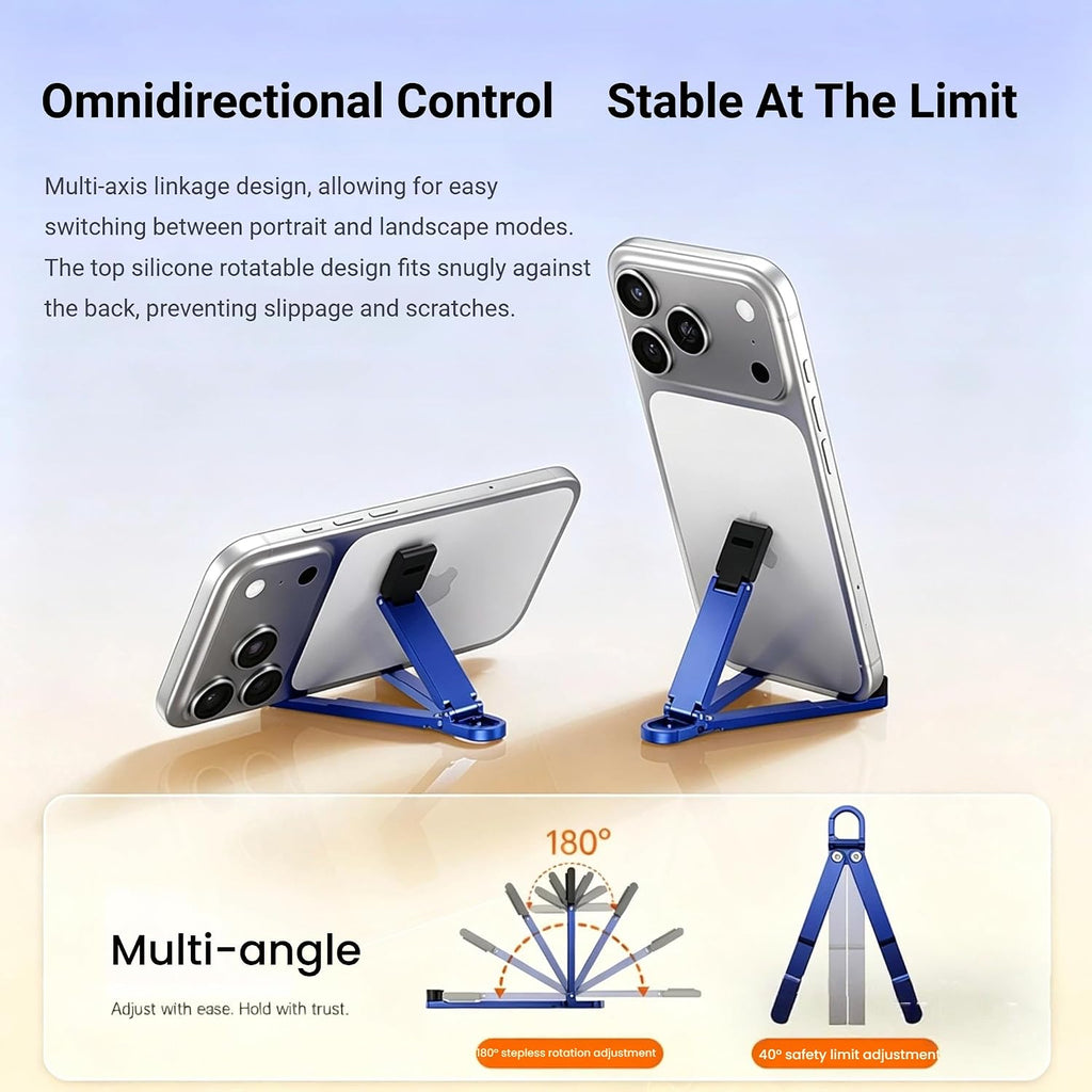 Aluminum Alloy Mini Desktop Cell Phone Holder,Foldable Keychain Phone Holder Portable Hands-Free Travel Phone Holder, Adjustable Angle Vertical and Horizontal,For All Phones,Offices,Travel (Pink)