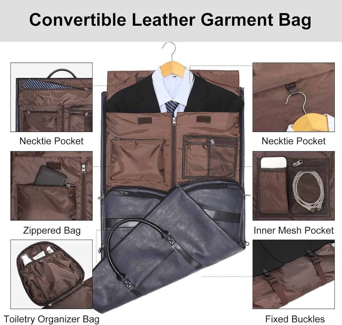 Garment Bags for Travel, 45L Carry-On Convertible Duffle with Strap