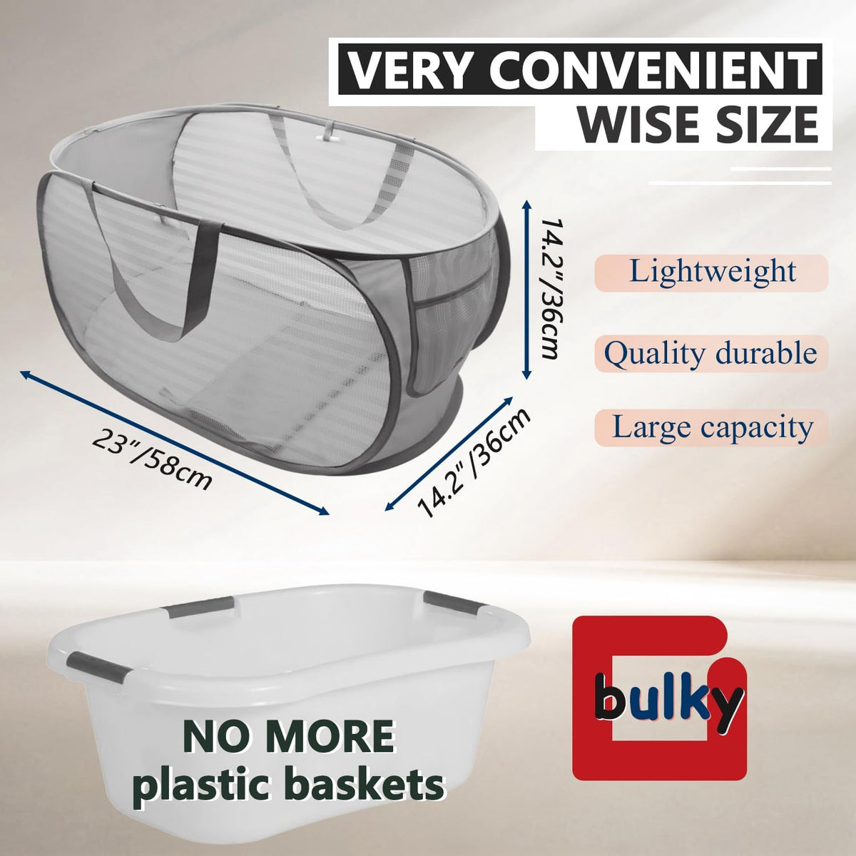 Collapsible Laundry Hamper Basket,Pop Up Mesh Divider Bag for Laundry Room