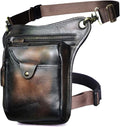 Le'aokuu Mens Genuine Leather Outdoor Sporting Hiking Waist Hip Pack Messenger Shoulder Drop Leg Thigh Bag Pouches For Women (211-5 Coffee)