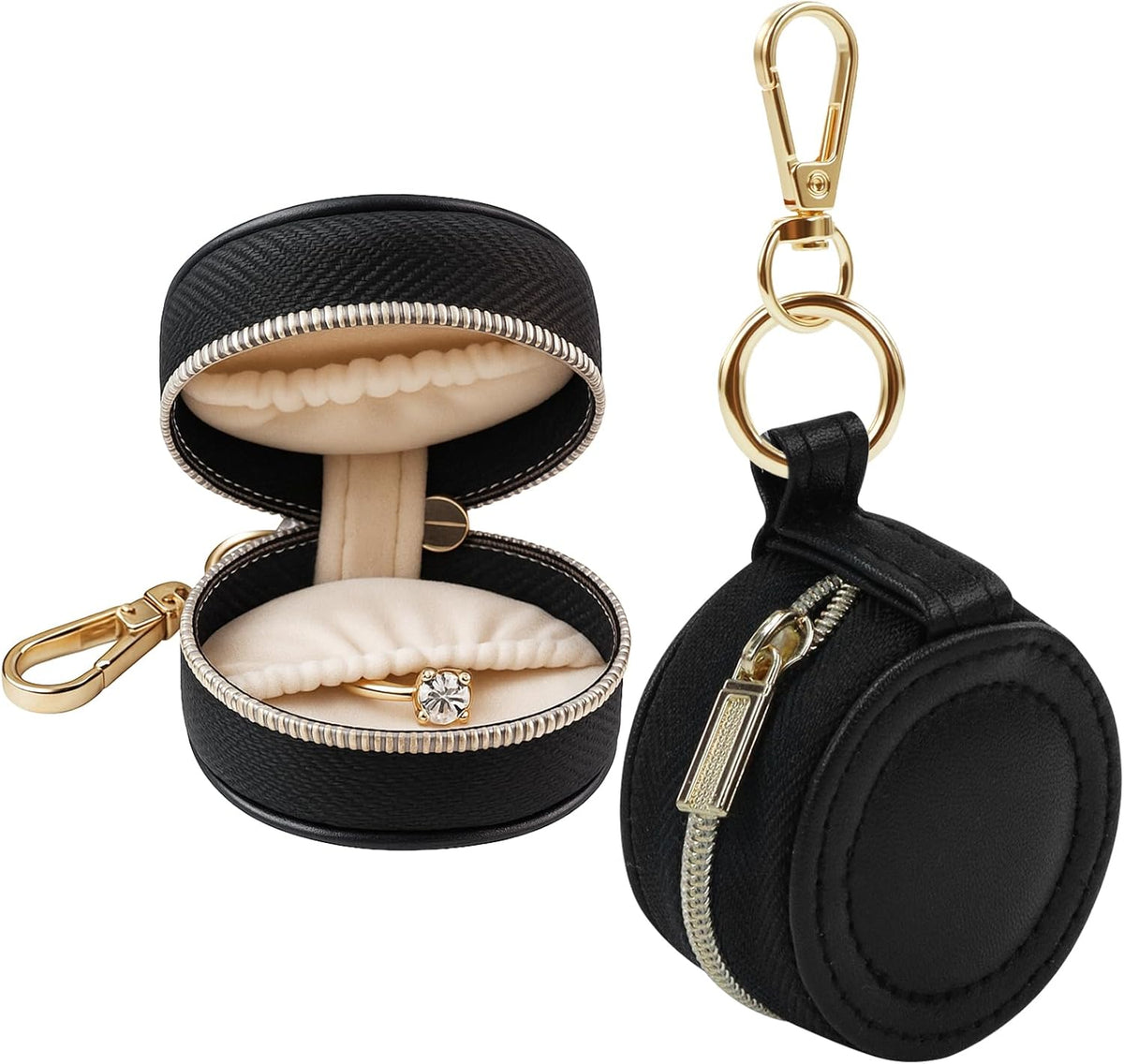 Portable Ring Keychain Holder - Black Jewelry Holder