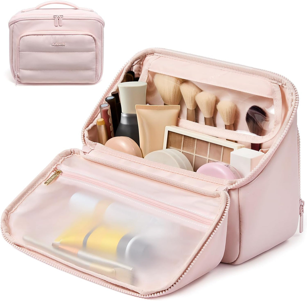LOVEVOOK Travel Makeup Bag for Women, Puffy Toiletry Bag for Traveling
