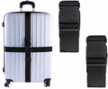 2 Pack Suitcase Belts, Adjustable Luggage Straps, Bright Colors Travel Packing Straps with Quick Release Buckle (Black)