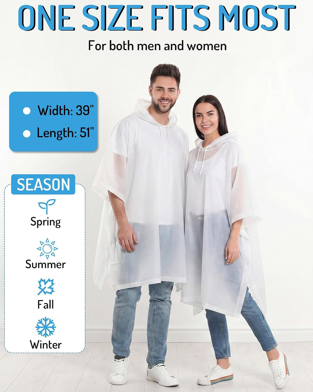 6pack Reusable Rain Poncho Adult